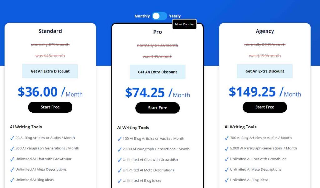 Growthbar pricing